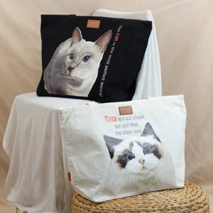 고양이 일러스트 에코백 가방 와이드형 (2type)