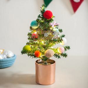 크리스마스 미니트리 화분 퐁퐁 set 28cm 나무 테이블 탁상용
