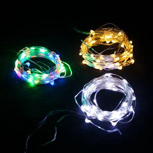 크리스마스 미니트리 전구 AA건전지형 LED 50P 드럼 투명선 3colors 조명