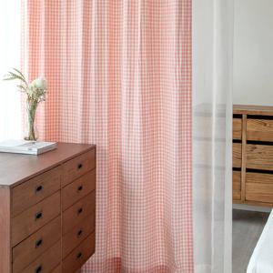 린다체크커튼_코랄핑크,베이지브라운,블루,민트