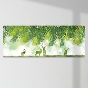 풍수 대형 와이드 인테리어 캔버스 액자 _푸른 식물 백록도