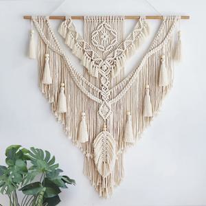 [해외] 테슬 깃털 포인트 대형 마크라메 월행잉 벽데코 (80x95cm)