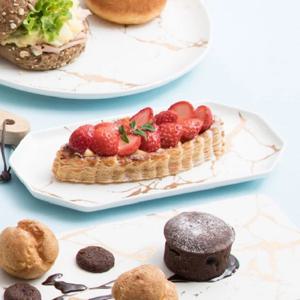 골드마블 헥타곤 플레이팅 디저트접시 S사이즈 2colors