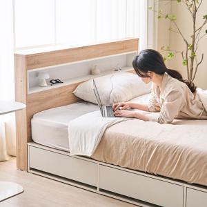 란체스 수납형 통서랍 LED 조명 Q 퀸 침대 3colors