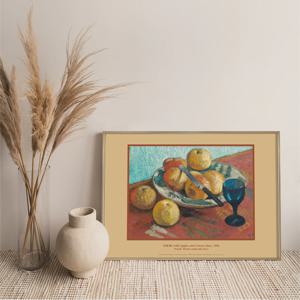 빈티지 감성 정물화 인테리어 포스터 액자 / 12 사과와 녹색 잔 /
