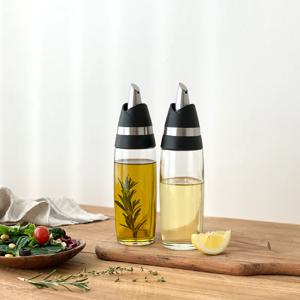 시노글라스 참기름 간장 시럽 소스통 스텐 블랙 유리 오일병 양념병 300ml