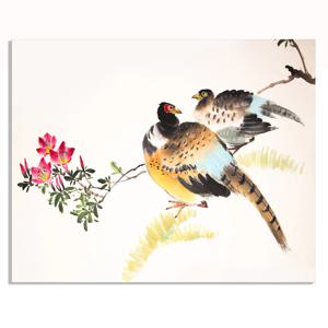 풍수 모란 재물행운금슬운 돈이들어오는인테리어 모음전13-모란꽃위에 꿩두마리