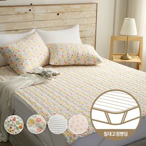 순면60수 어썸 워싱 침대고정밴딩 누빔패드 (SS/ Q) 4colors