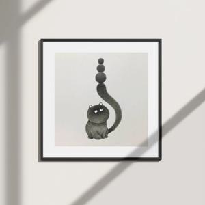 홈 카페 키즈룸 인테리어 메탈블랙 캔버스 그림액자 20종 20-Toy tail cat