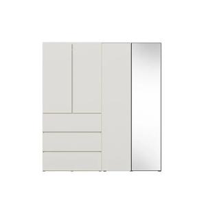 바이엘 소프트 거울옷장세트 크림화이트 200cm(높이216cm) 데일리서랍형