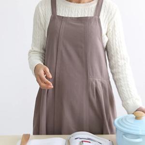 드레스 셔링 면 앞치마 린넨 뒷단추 코튼 원피스 H 에이프런 (3color)