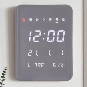 우드 데일리 인테리어 LED 벽시계 (날짜/요일/온습도표기)
