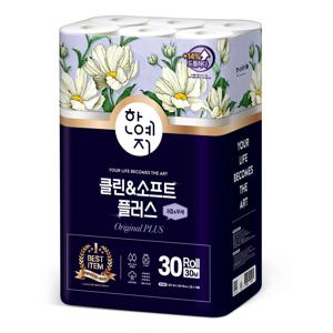 클린앤소프트 플러스 천연펄프 화장지 3겹 30M 30롤 1팩