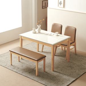 루아 1200 천연 대리석 4인 식탁 세트 (의자2개+벤치1개 포함)