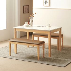 루아 1200 천연 대리석 4인 식탁 세트 (벤치2개 포함)