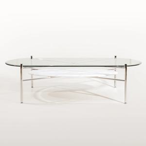 NOV 강화유리 고급 천연대리석 거실 소파 2단 테이블 1500 (넓은형) 2colors