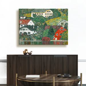 클림트 황금 명화 그림 캔버스 액자 18. GK-아테제 호수 근처 운터아크의 집