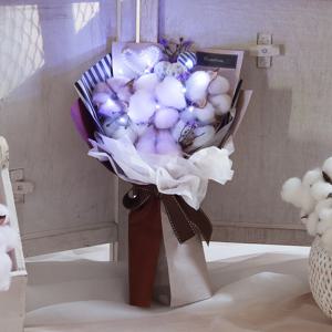 믹스 목화 조화 꽃다발 35cm P4(전구포함)