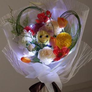 아네모네 하트 조화 꽃다발 55cmP(전구포함)