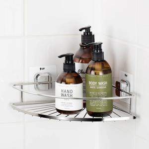 코너선반 F220 압연 스텐 욕실선반 무타공 부착식 밀착패드 틈새선반 모서리선반 화장실