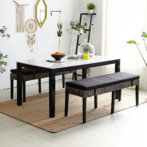 아르톤 라탄 6인 대리석 식탁세트(벤치형)