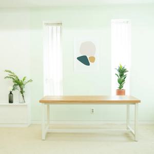 오크 우드슬랩 홈카페 테이블 식탁/ H다리 (8인용 2400size)