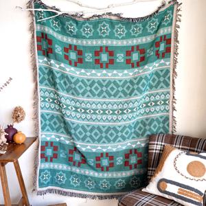 라이트씨그린 보해미안 빈티지 소파커버/러그/블랭킷