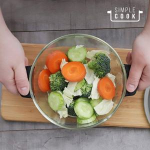 심플쿡 글라스 오븐겸용 전자렌지 찜기 1L