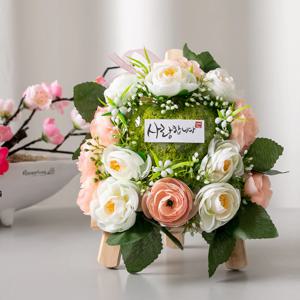 하트 동백 미니 조화 화환 set 18cmP