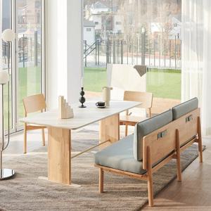 포레 컴포트 6인 베이직세트 1590 사각 (벤치1, 원목의자2 포함)