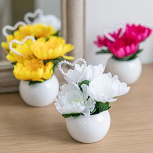 러블리 국화 미니 화분 3color 인테리어 조화 테이블 꽃 장식 소품