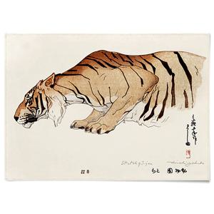 요시다 히로시 4 패브릭 천 포스터 일본 명화 호랑이 동물 그림 풍수 액자