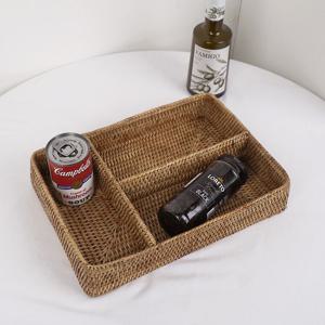 라탄 3칸 수납 칸막이 화장대정리 정리함