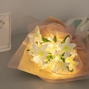 LED 아이린 백합 조화 꽃다발 50cm 2color 인테리어 장식 선물