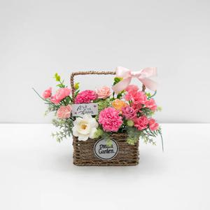 진주 비누 카네이션 조화 바구니 Aset 24cm 2colors 어버이날 감사 선물