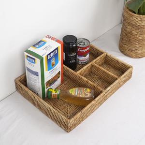 라탄 4칸 칸막이 바스켓