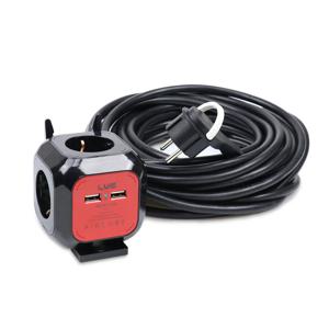 에어큐브 블랙 4구 USB포트 멀티탭 전선 릴선 5size