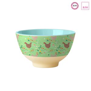 [해외] 멜라민 스몰 보울 밥공기 그린 닭 12cm