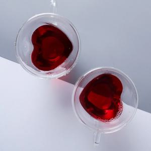 하트 내열유리 이중컵 230ml