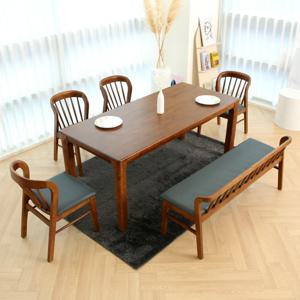 아슬로바 6인 원목식탁SET(벤치형) KHD-679B