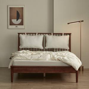 사이즈추가 레아 사계절 고무나무 원목침대(매트포함) SS/Q/K