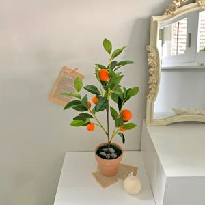 풍성 오렌지트리 조화 황토화분 (60cm) 3color