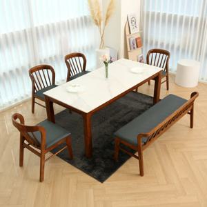 아슬로바 6인 통세라믹 원목식탁SET(벤치형) KHD-957