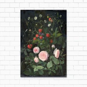 명화 꽃그림 no26 ﻿﻿﻿﻿장미 딸기 빵이 있는 정물 인테리어 패브릭포스터