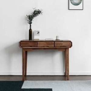 어썸멜로 D형 책상/테이블 단면서랍형 마호가니컬러