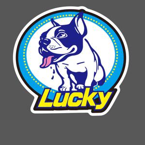 A818 - 불독 Lucky 2 로고 캐릭터 스티커 방수 리폼 DIY 노트북 캐리어 스티커