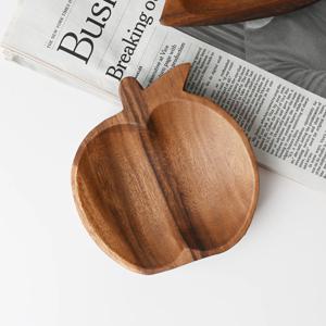 우디 아카시아 원목 우드 사과 모양볼 접시