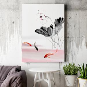 풍수 복 들어오는 붉은노을잉어 그림 사진 액자