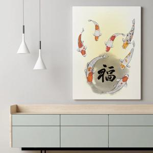 풍수 복 들어오는 복을 둘러싸는 잉어 그림 사진 액자