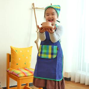 어린이 앞치마 두건 SET 어비스블루